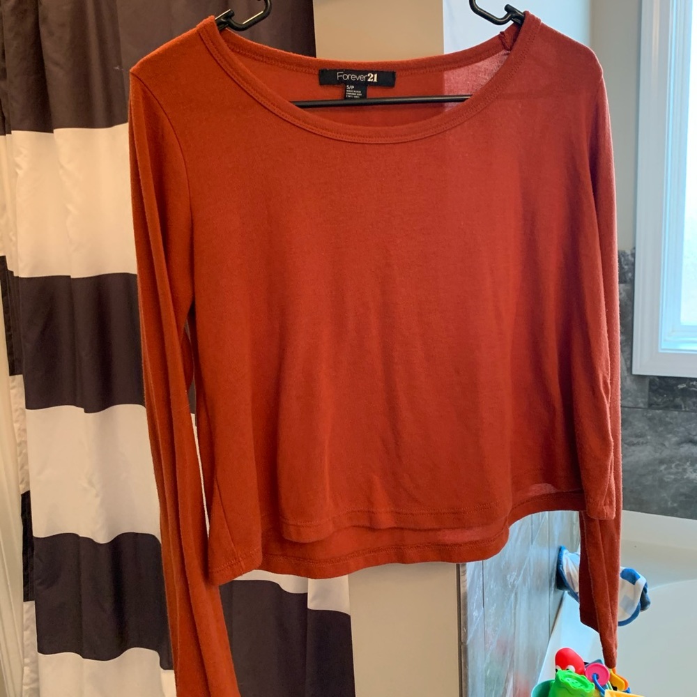 Burnt orange long sleeve crop top